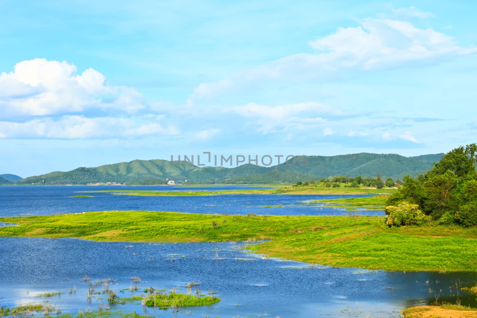 Views over the reservoir Kaengkrachan dam, Phetchaburi Thailand