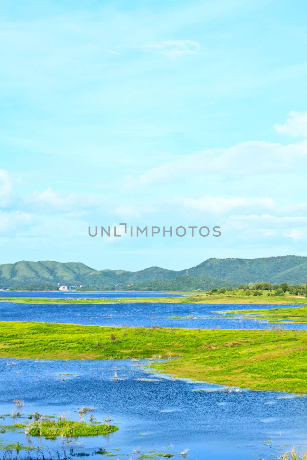 Views over the reservoir Kaengkrachan dam, Phetchaburi Thailand