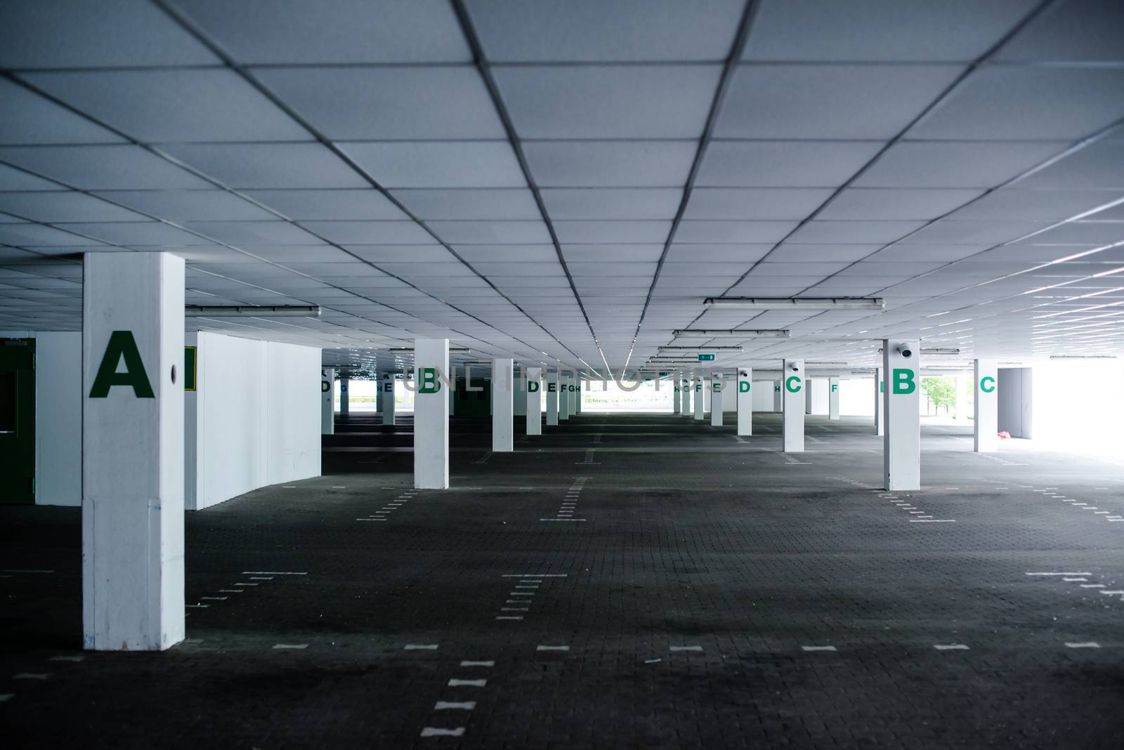 abandoned huge car park of a supermarket during a public holiday