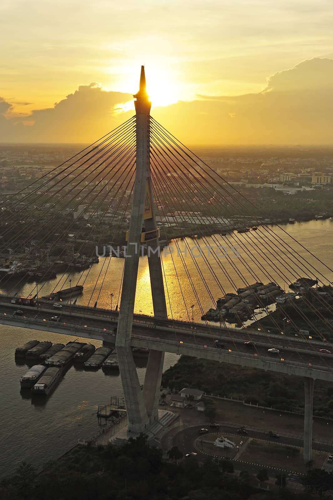 view of the Bhumibol bridge (Bangkok, Thailand) by think4photop