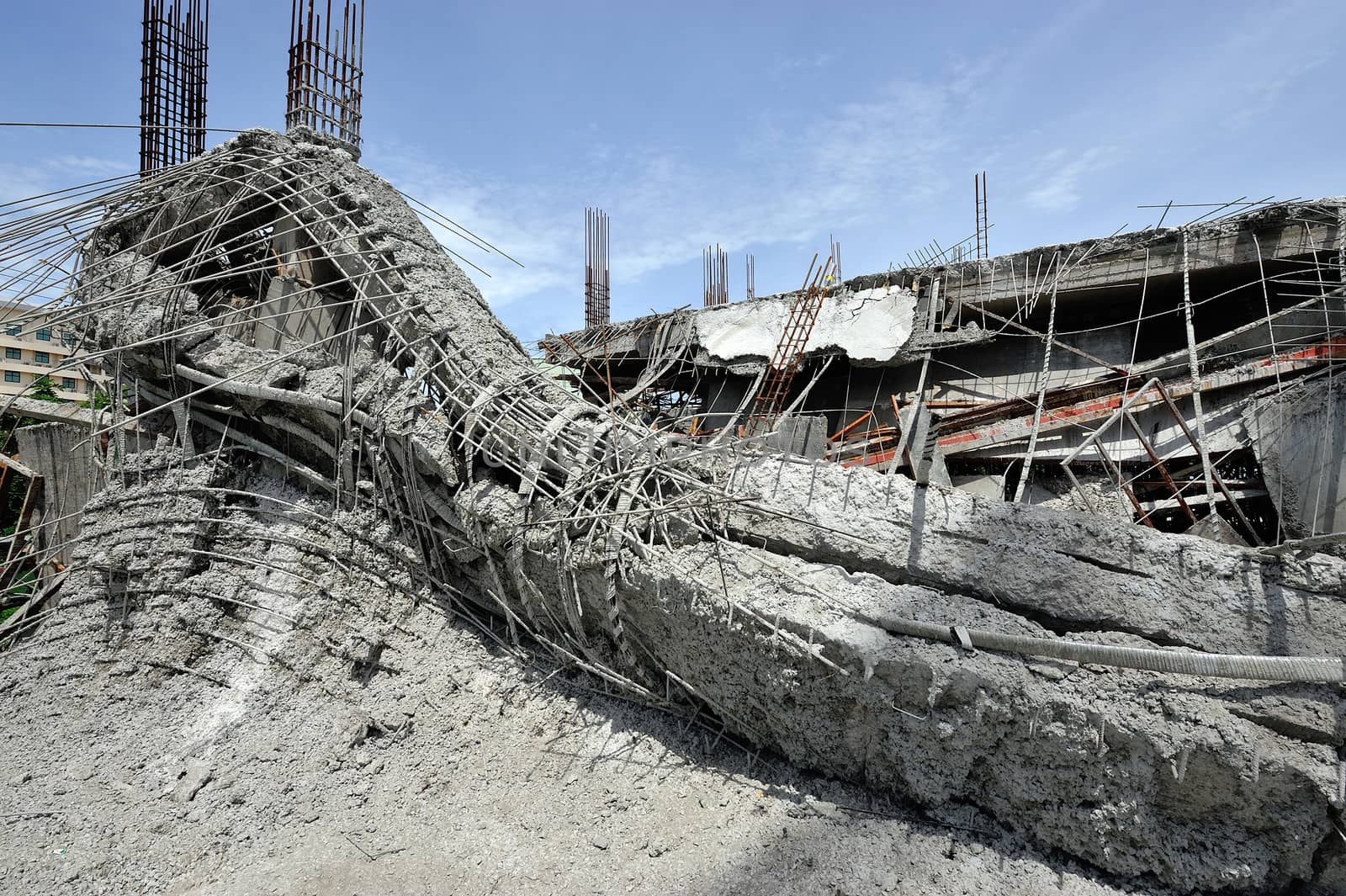 Ruined buildings from accident, Thailand