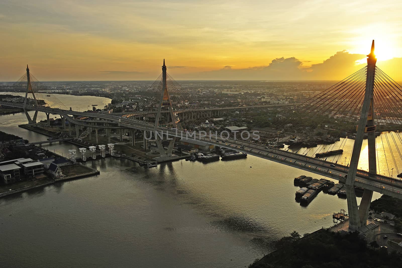 view of the Bhumibol bridge (Bangkok, Thailand) by think4photop