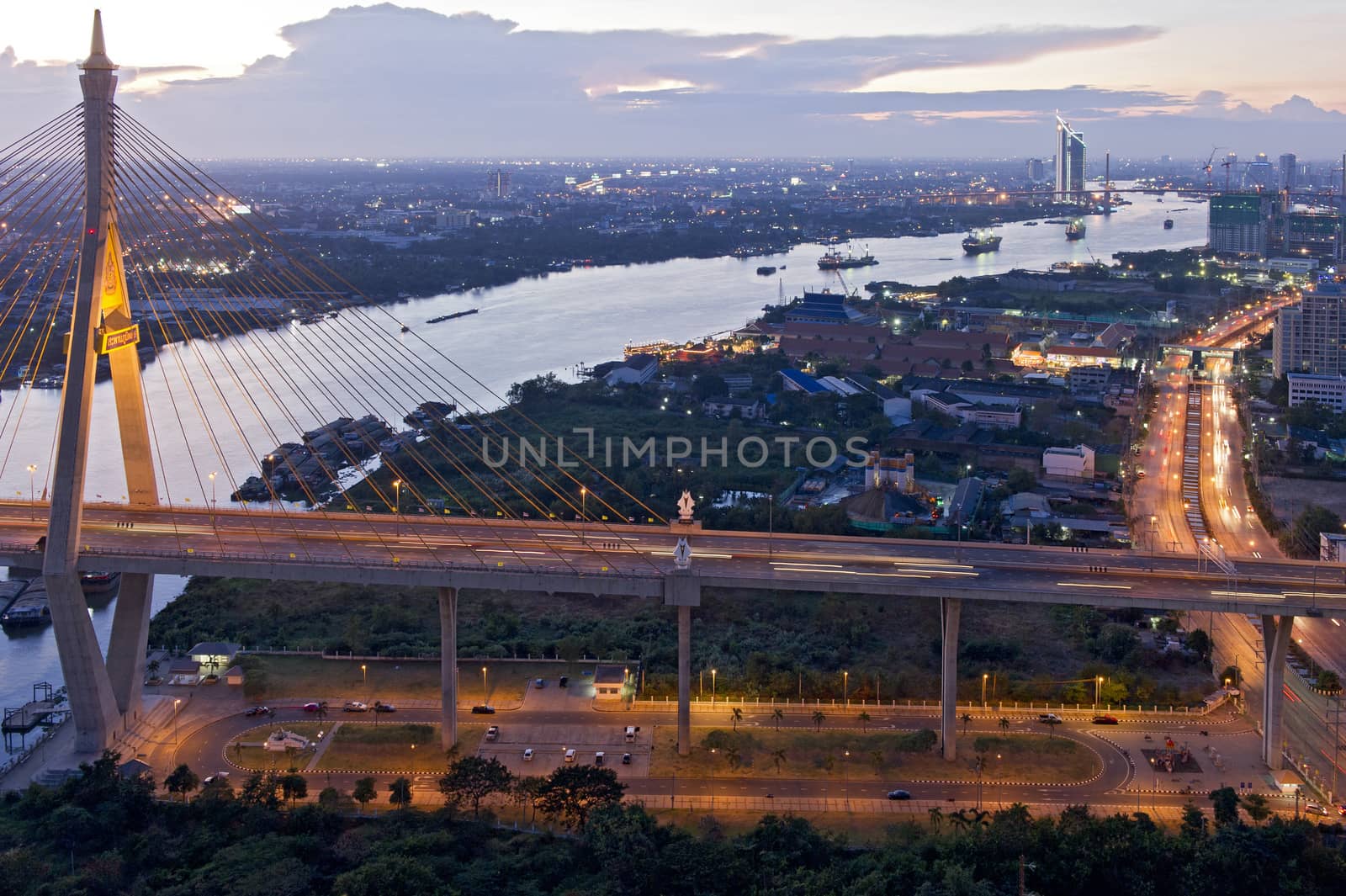 Bhumibol Bridge (the Industrial Ring Road Bridge) in Thailand