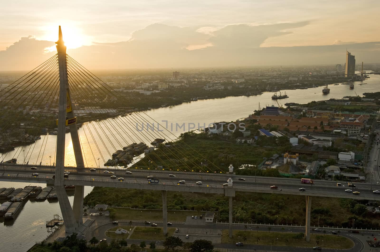 Bhumibol Bridge, Bangkok, Thailand by think4photop