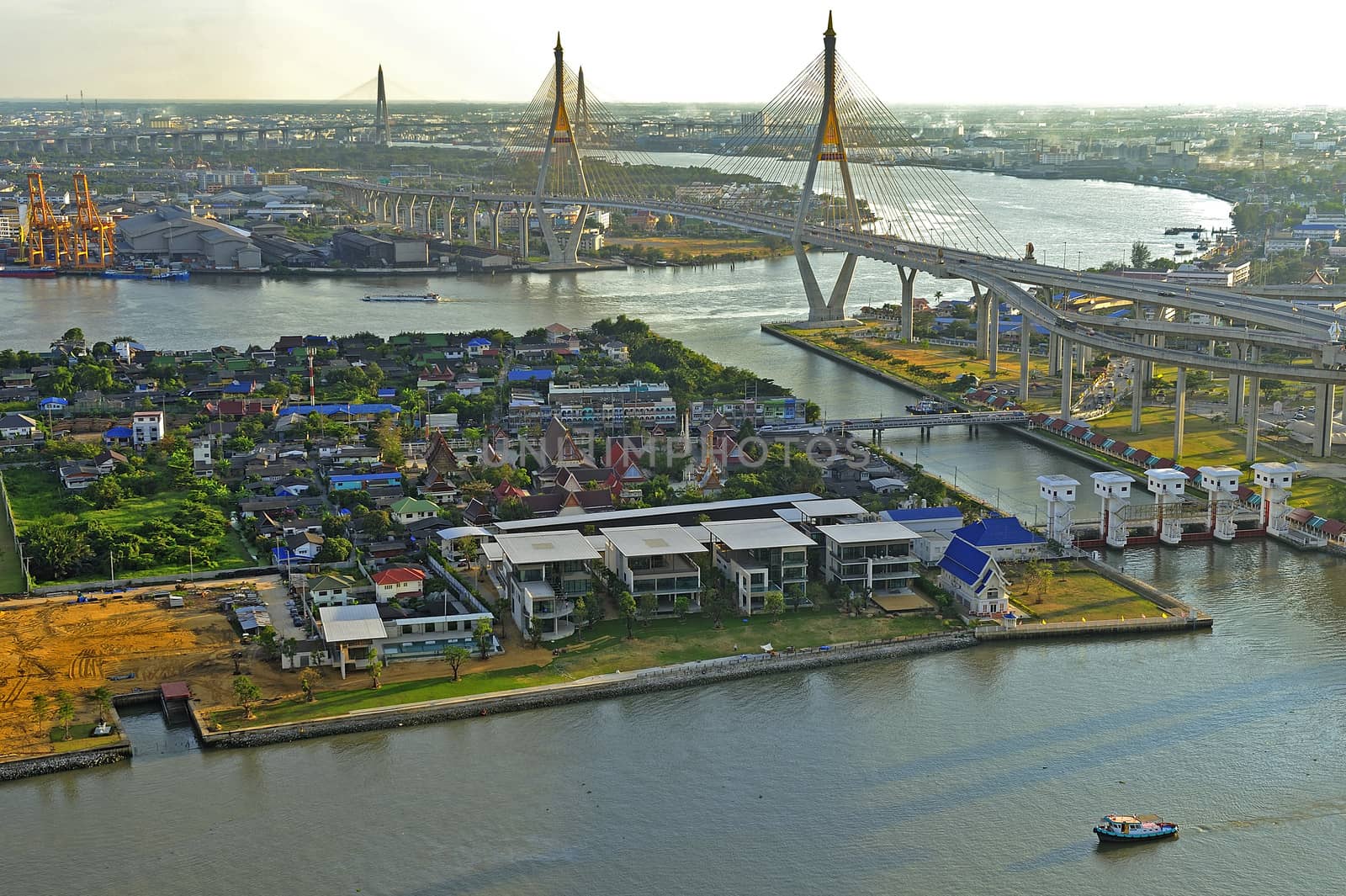 view of the Bhumibol bridge (Bangkok, Thailand) by think4photop