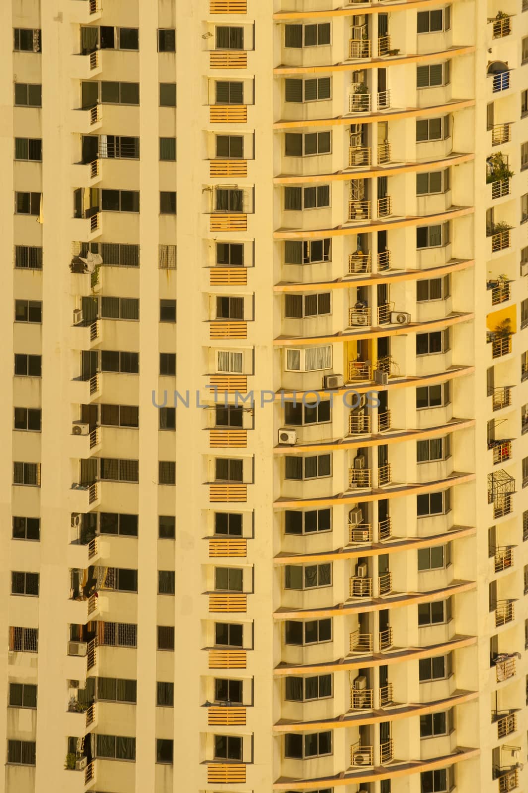Condominium with sunset in Bangkok, Thailand.