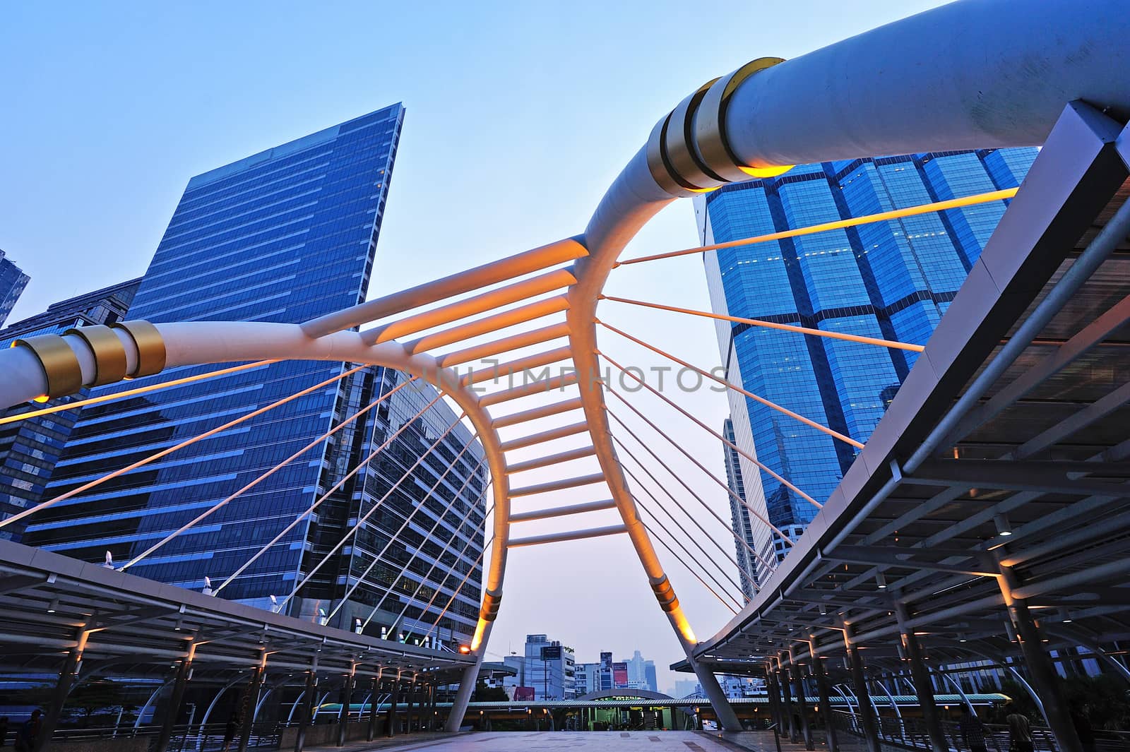 Thailand - Bangkok Chong Nonsi skywalk at bangkok skytrain satio by think4photop