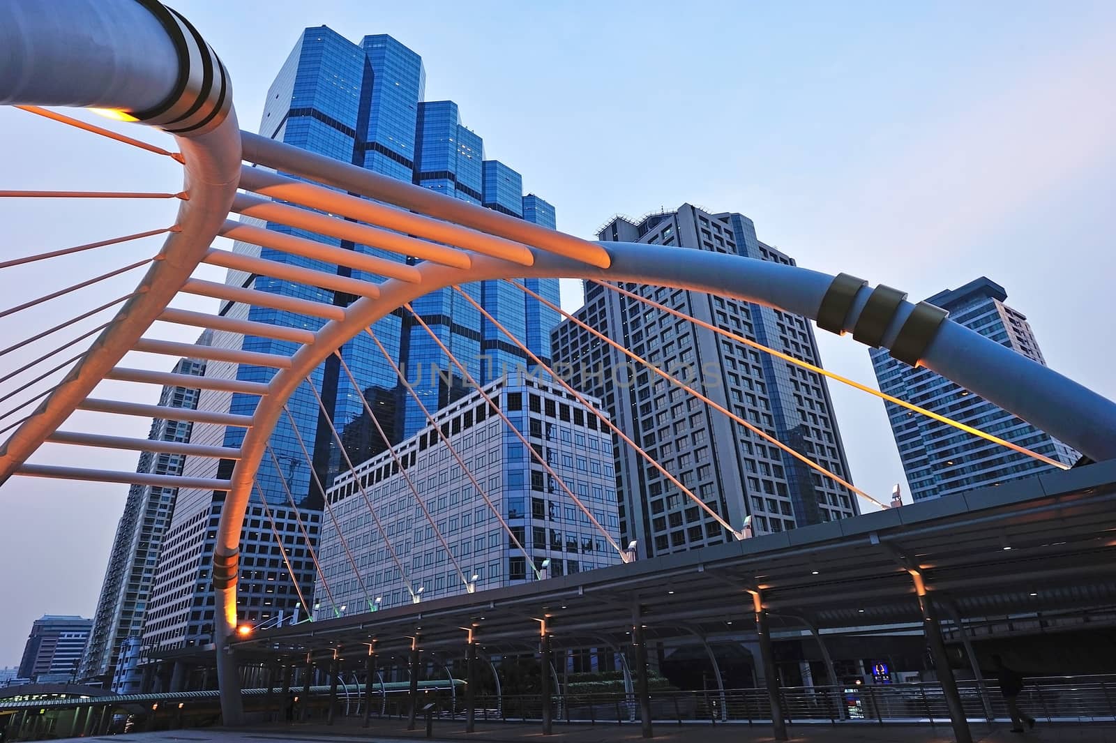 Thailand - Bangkok Chong Nonsi skywalk at bangkok skytrain satio by think4photop