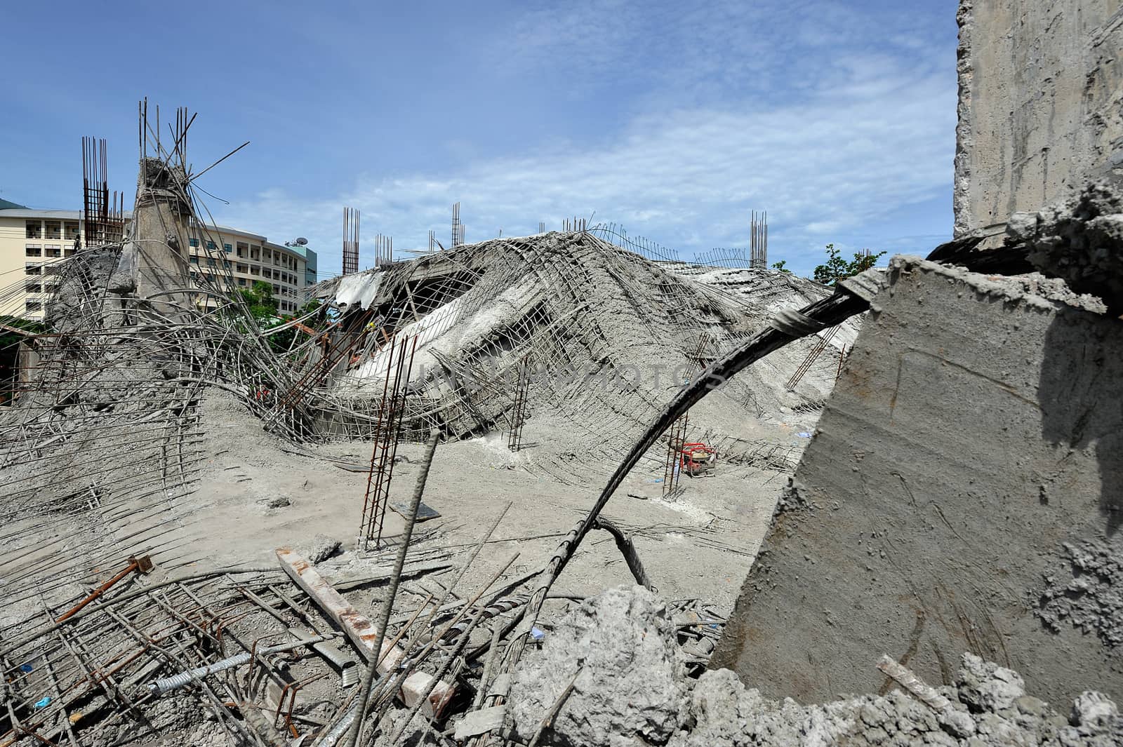 Ruined buildings from accident, Thailand