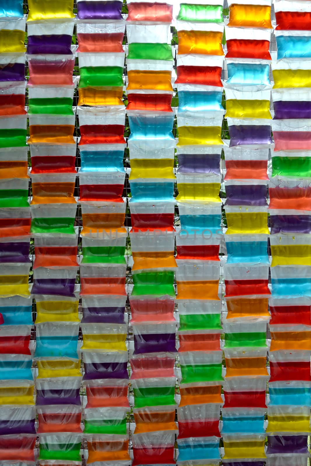 used plastic colorful bags decorated by think4photop