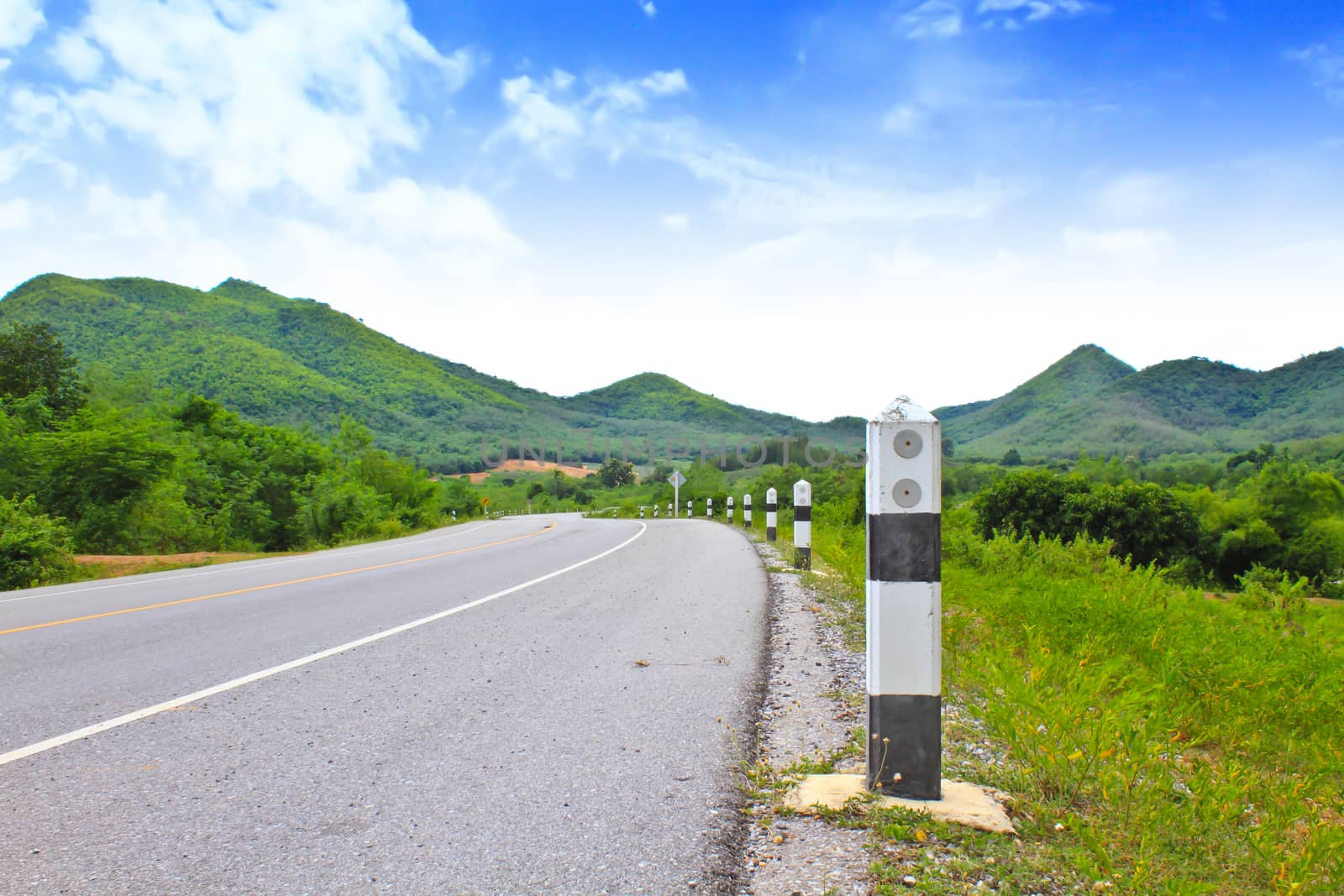 view of asphalt road in Phetchaburi Province Thailand by forest71