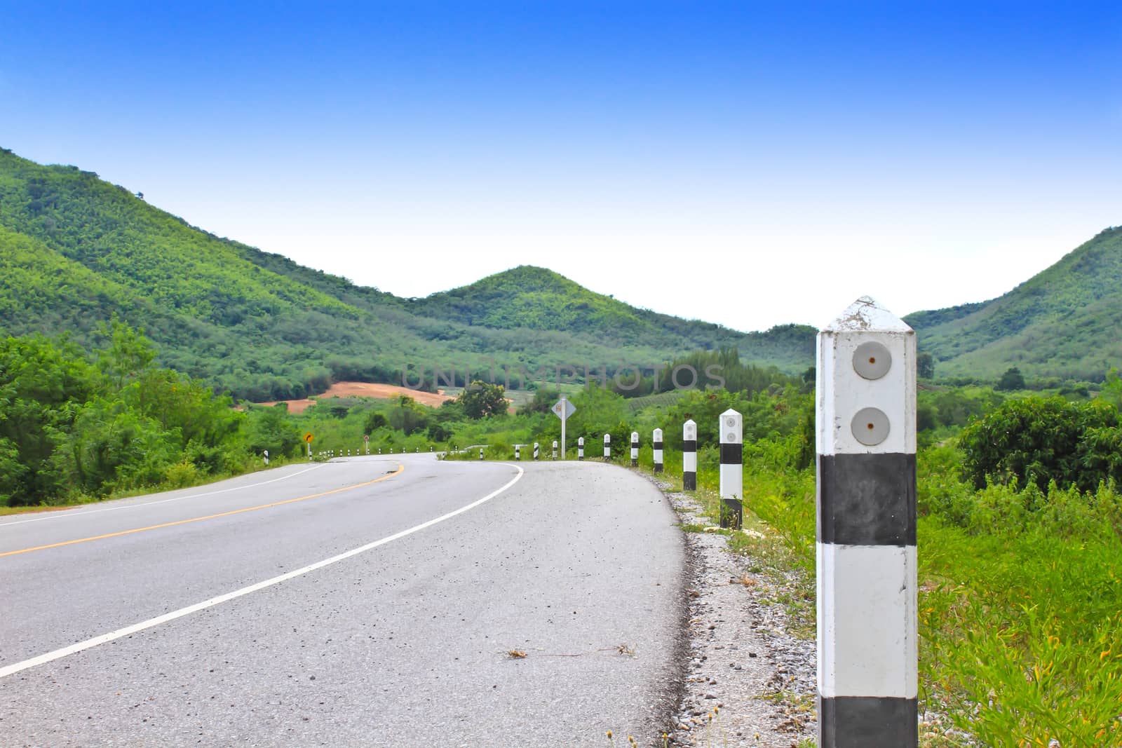 view of asphalt road in Phetchaburi Province Thailand by forest71