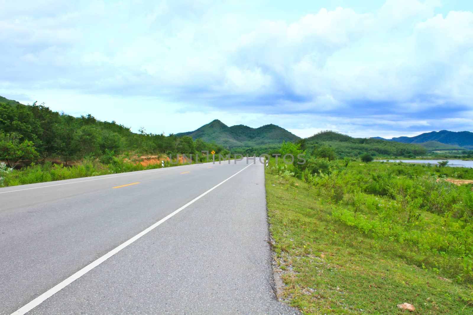 view of asphalt road in Phetchaburi Province Thailand by forest71