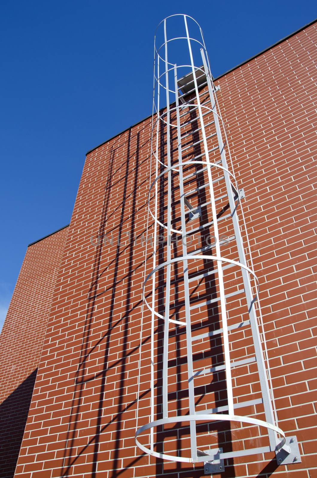 industrial building red bricks wall with metal ladder