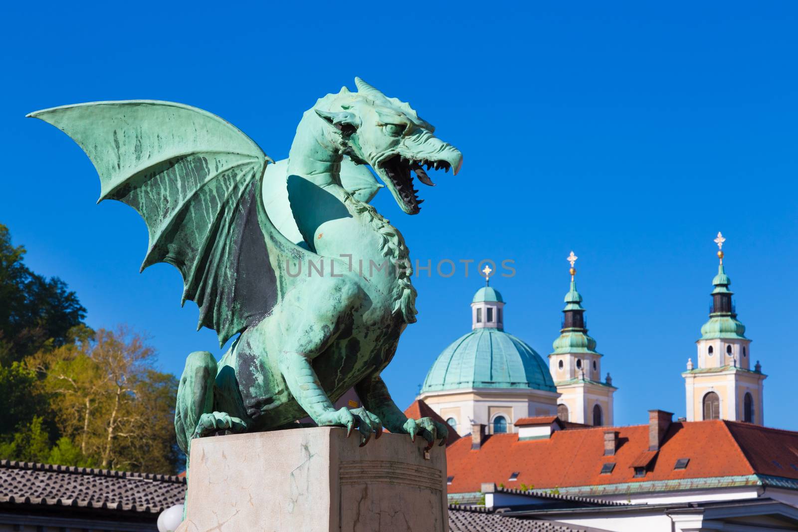 Dragon bridge, Ljubljana, Slovenia, Europe. by kasto