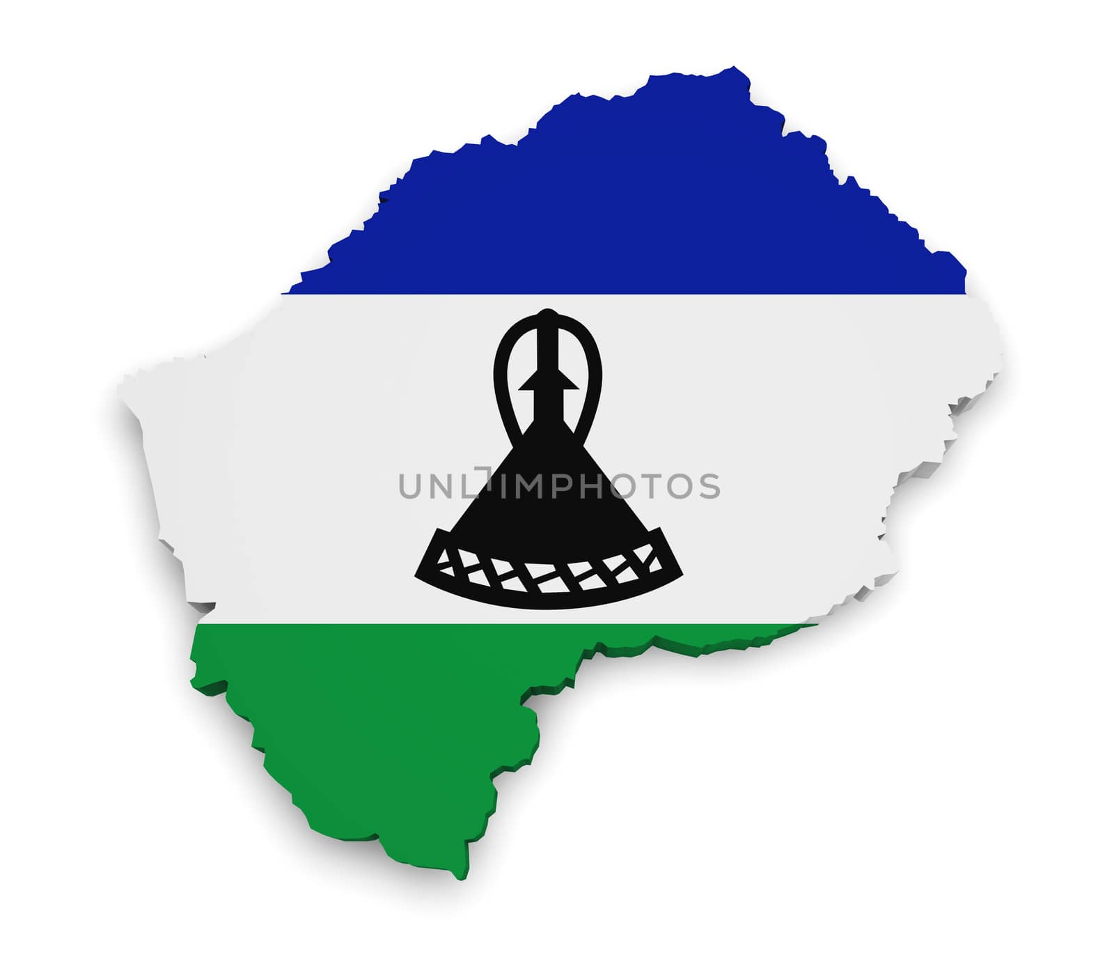 Lesotho Map Flag 3d Shape by nirodesign