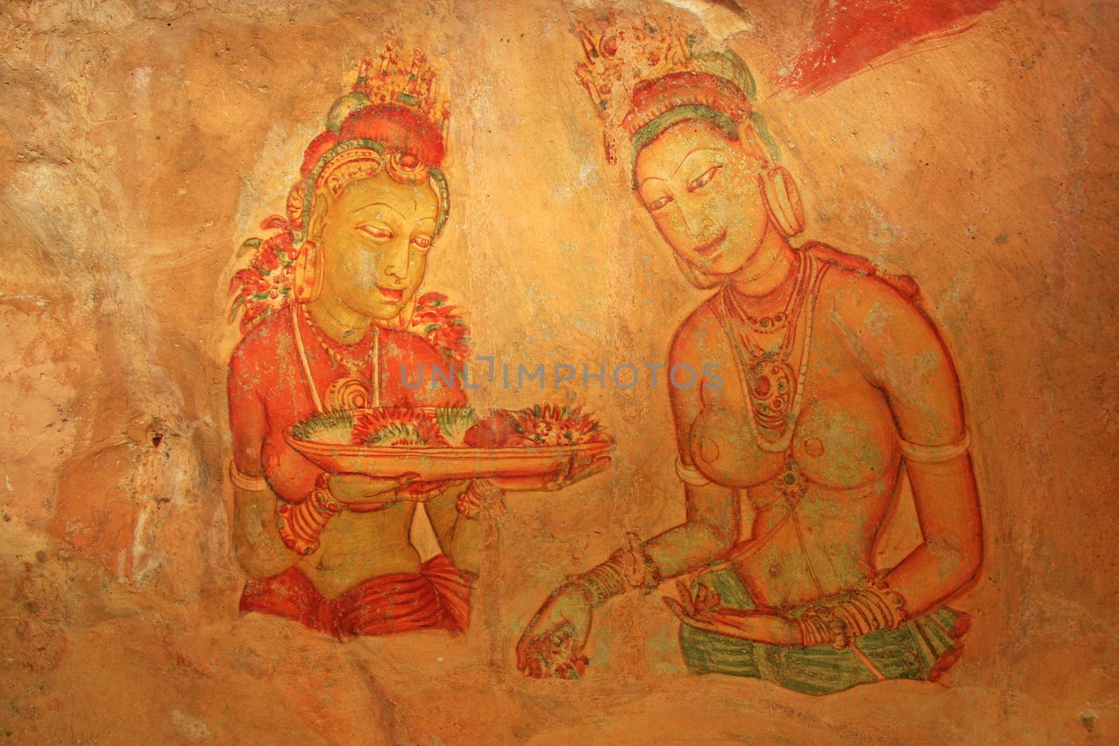 Wall painting, Sigiriya, Sri Lanka by donya_nedomam