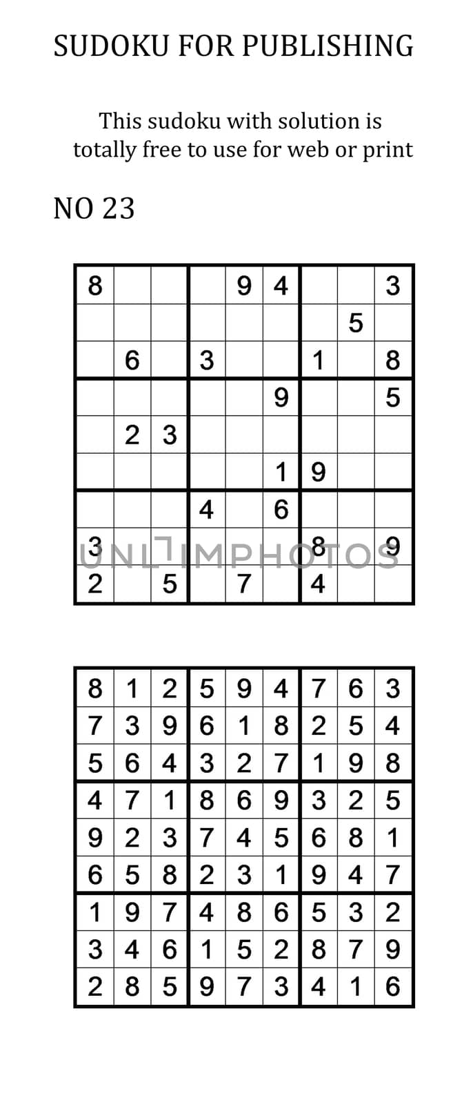 Sudoku for free use with solution