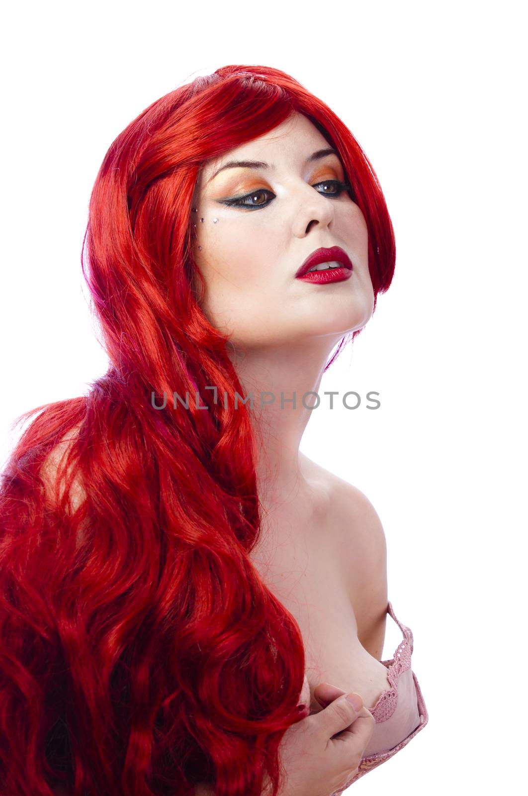 Beautiful woman with curly red hair, romantic style by FernandoCortes