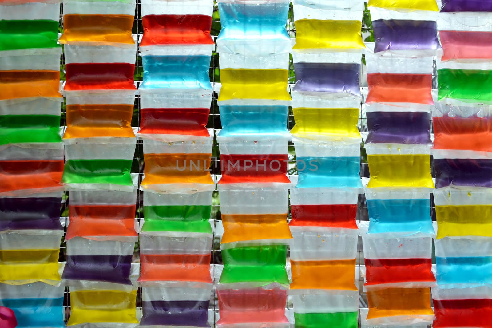 used plastic colorful bags decorated by think4photop