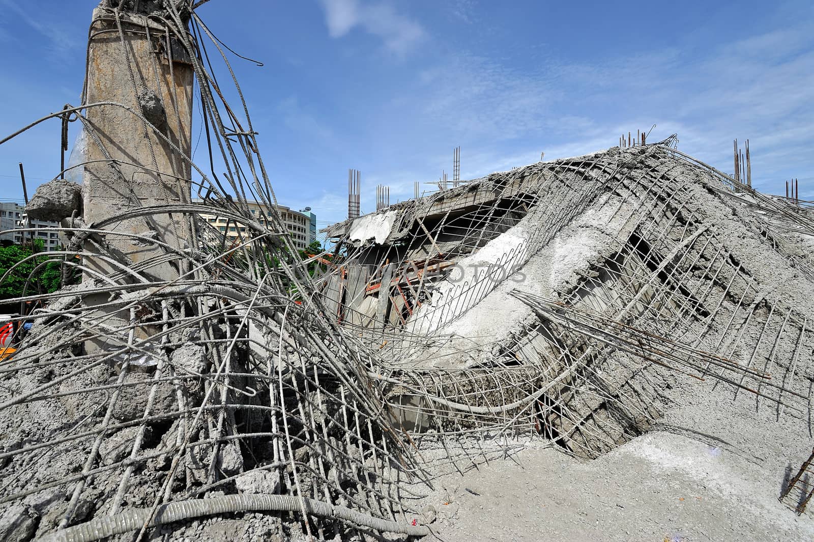 Ruined buildings from accident, Thailand