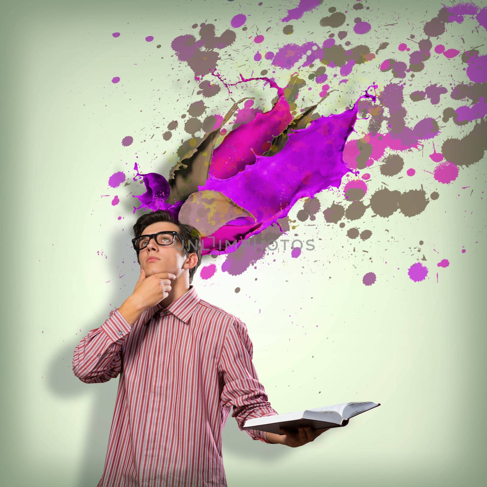 image of a young man with a book, a creative mind