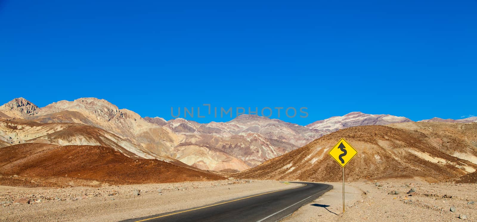Death Valley, California. Road in the middle of the desert
