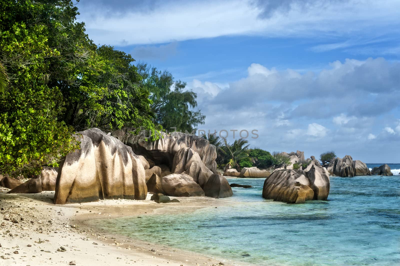 Small beach on the north of La Digue island, Seychelles, Africa