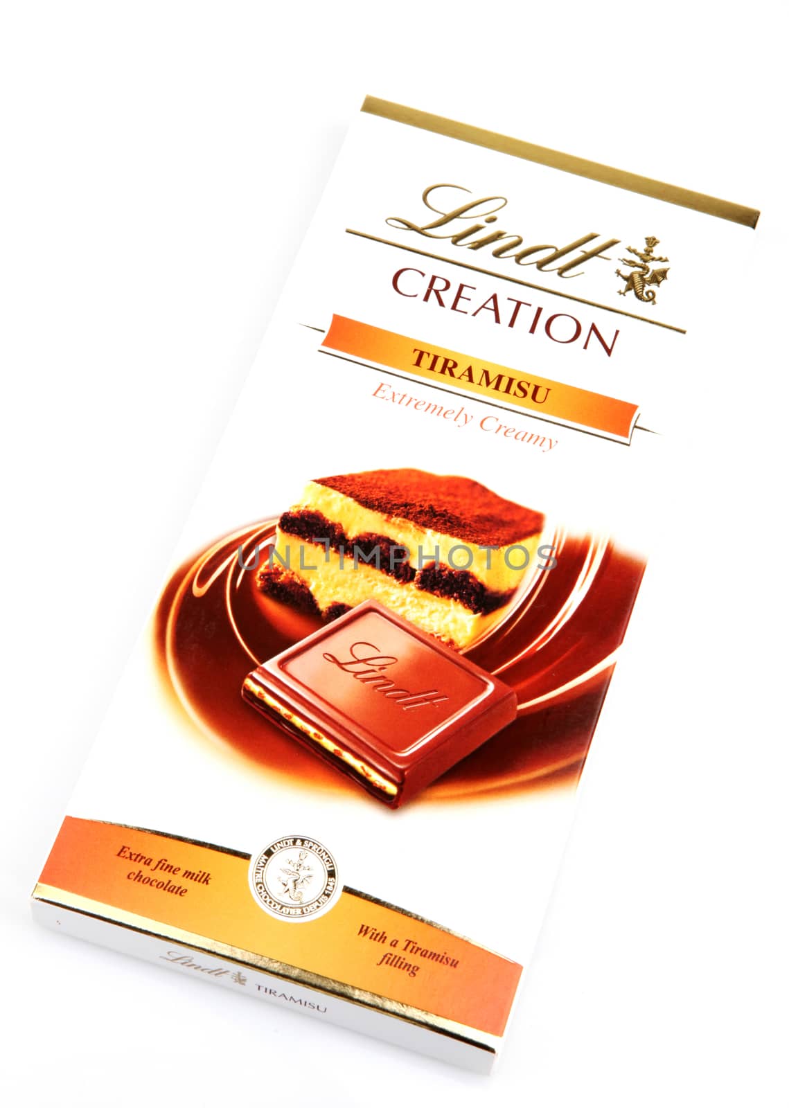 AYTOS, BULGARIA - MAY 10, 2014: Lindt Swiss milk chocolate. Lindt is recognized as a leader in the market for premium quality chocolate.