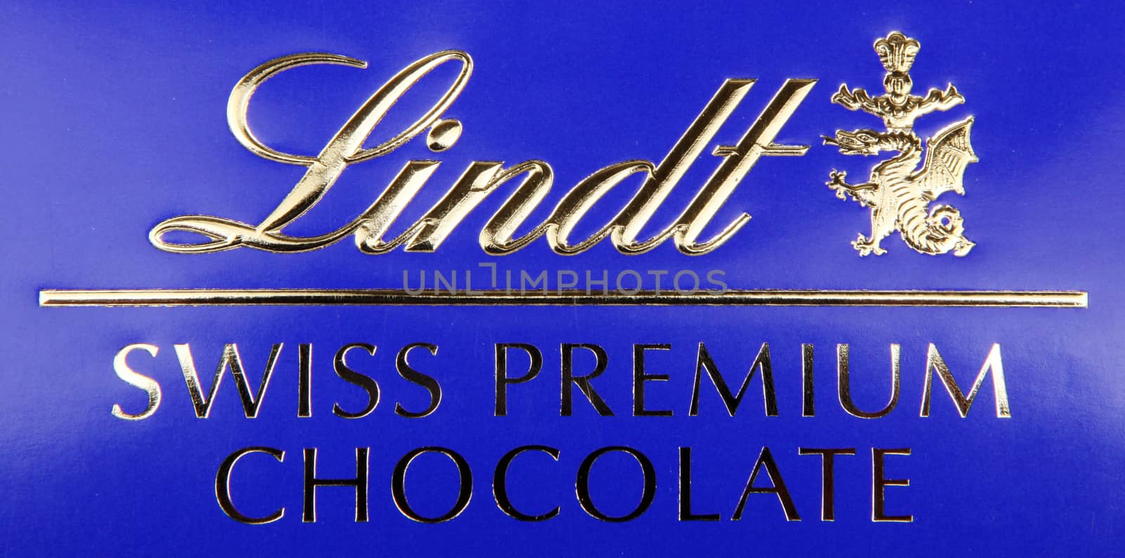 AYTOS, BULGARIA - MAY 10, 2014: Lindt Swiss milk chocolate. Lindt is recognized as a leader in the market for premium quality chocolate.