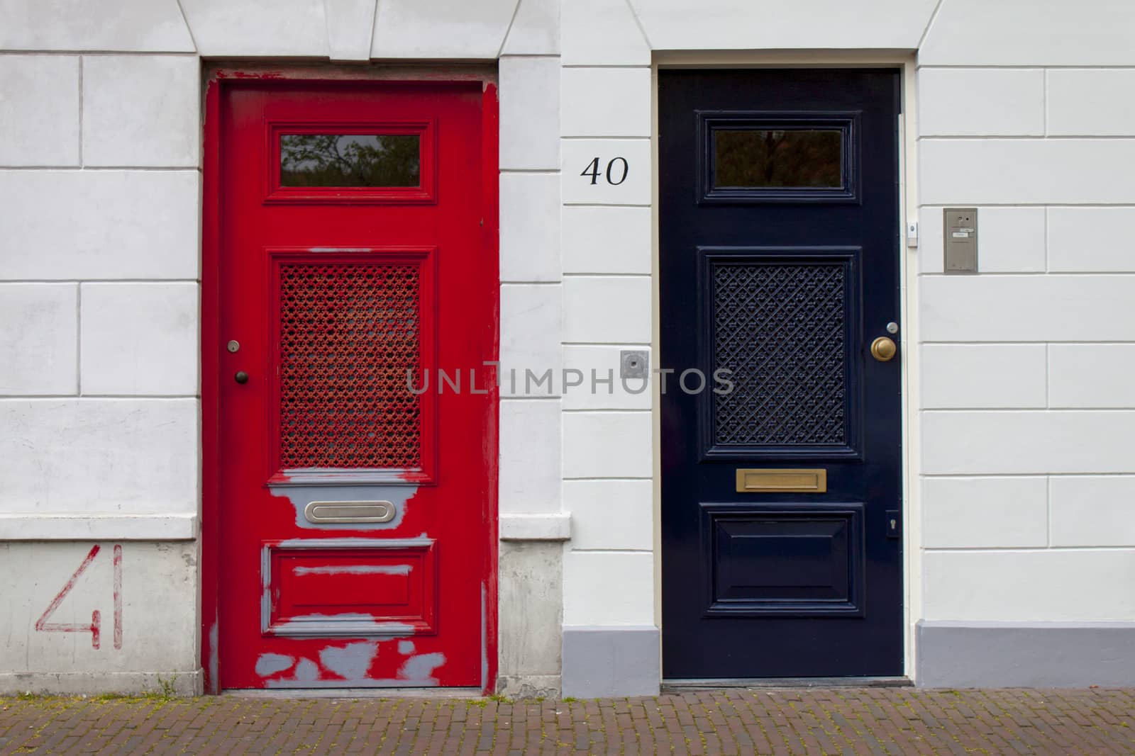 blue red door contrast by mawrhis