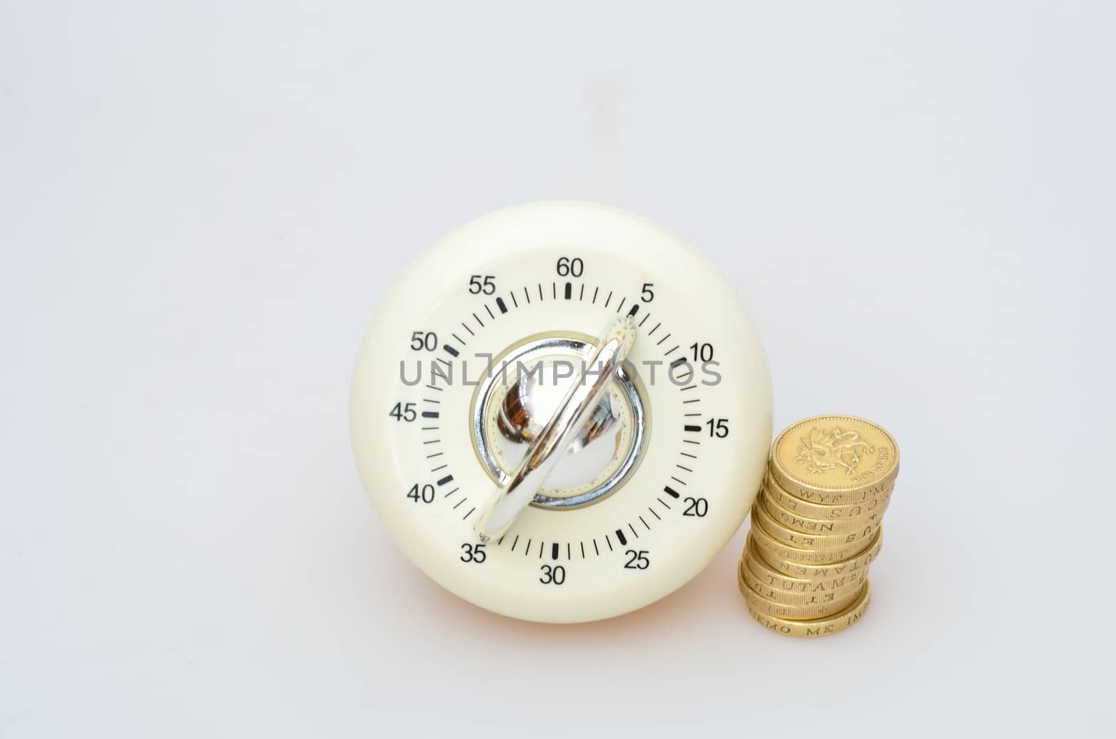 timer with stack of pound coins