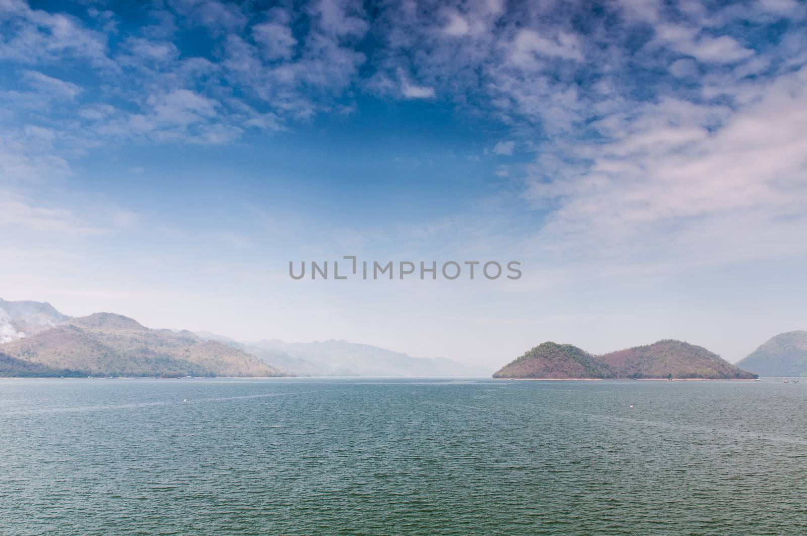 Scenic of Srinakarin dam at kanchanaburi of Thailand