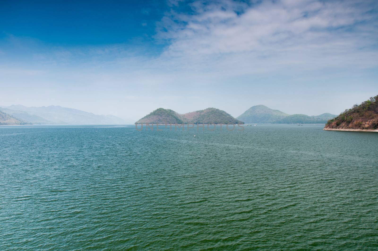 Scenic of Srinakarin dam at kanchanaburi of Thailand