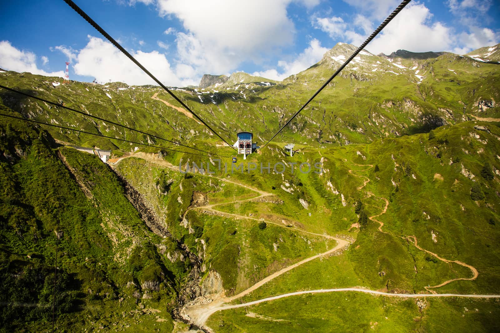 The elevator in the high Alps mountains