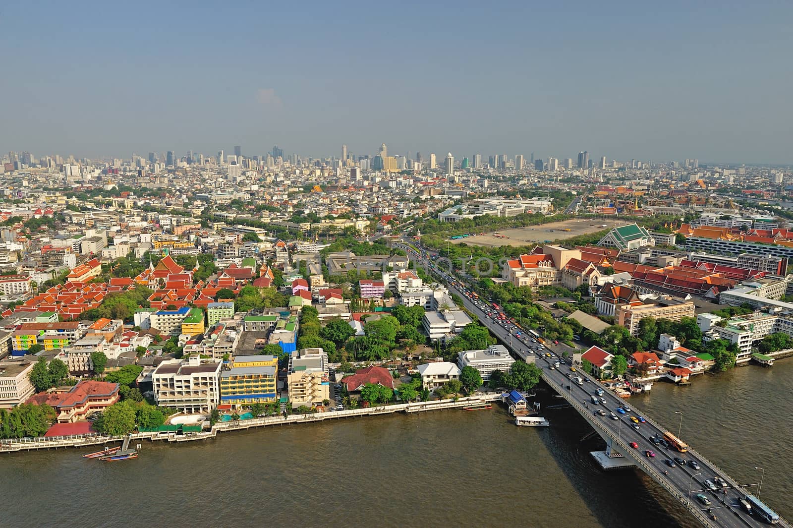 Bangkok cityscape Modern building river side,Thailand