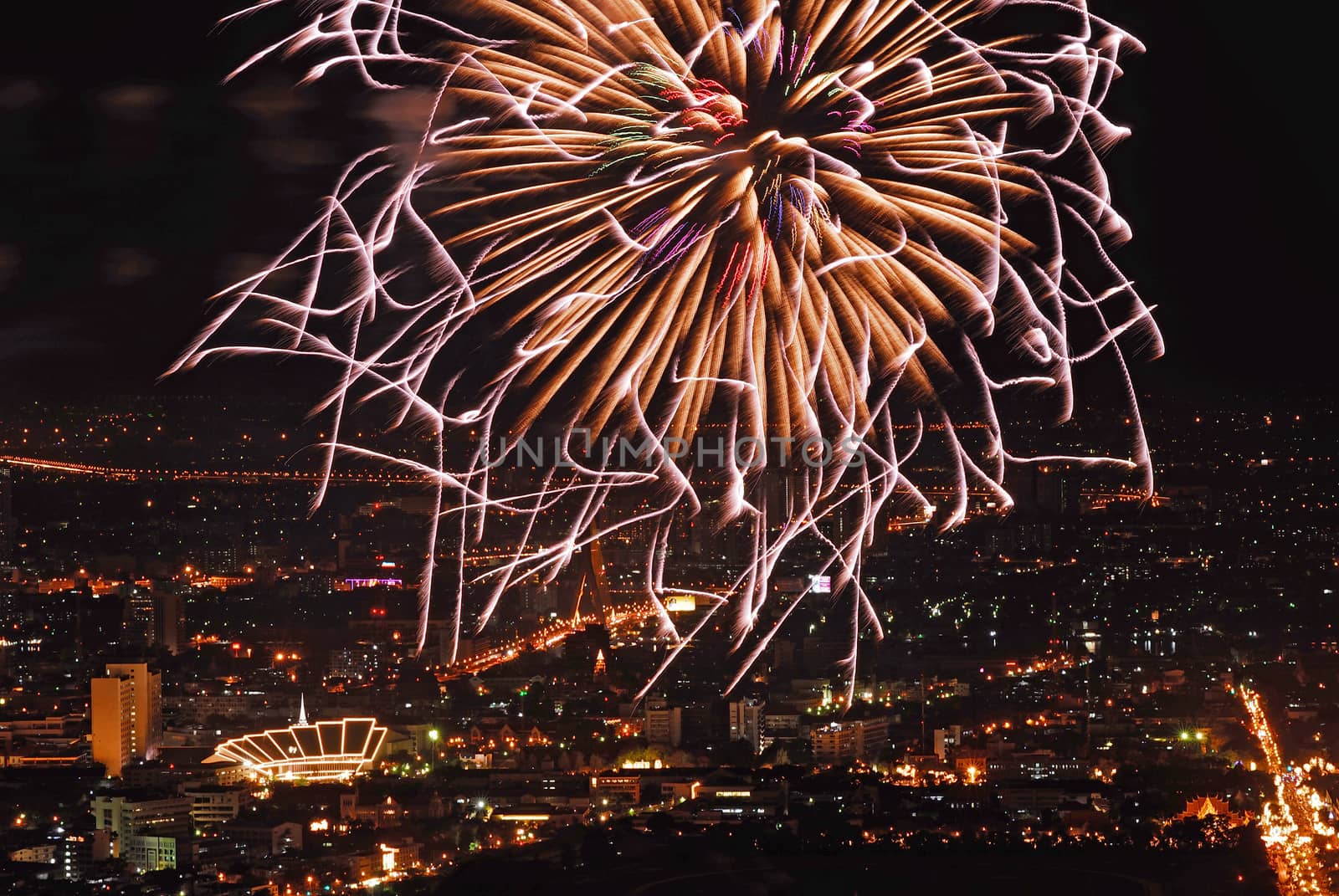 firework over Chaophraya river Bangkok on Father's day,Bangkok by think4photop