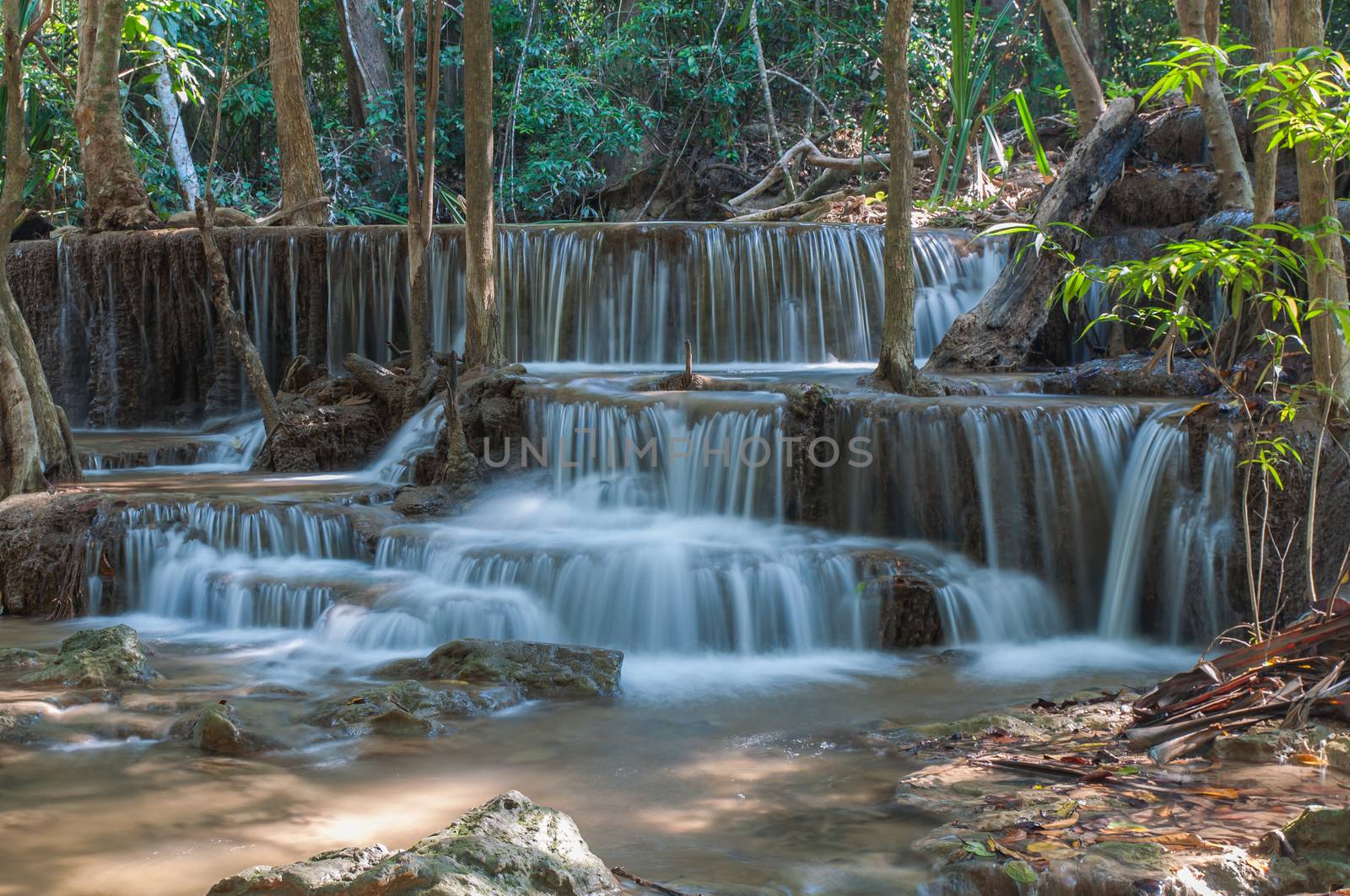 Waterfall  Huay Mae Kamin Kanchanaburi of Thailand