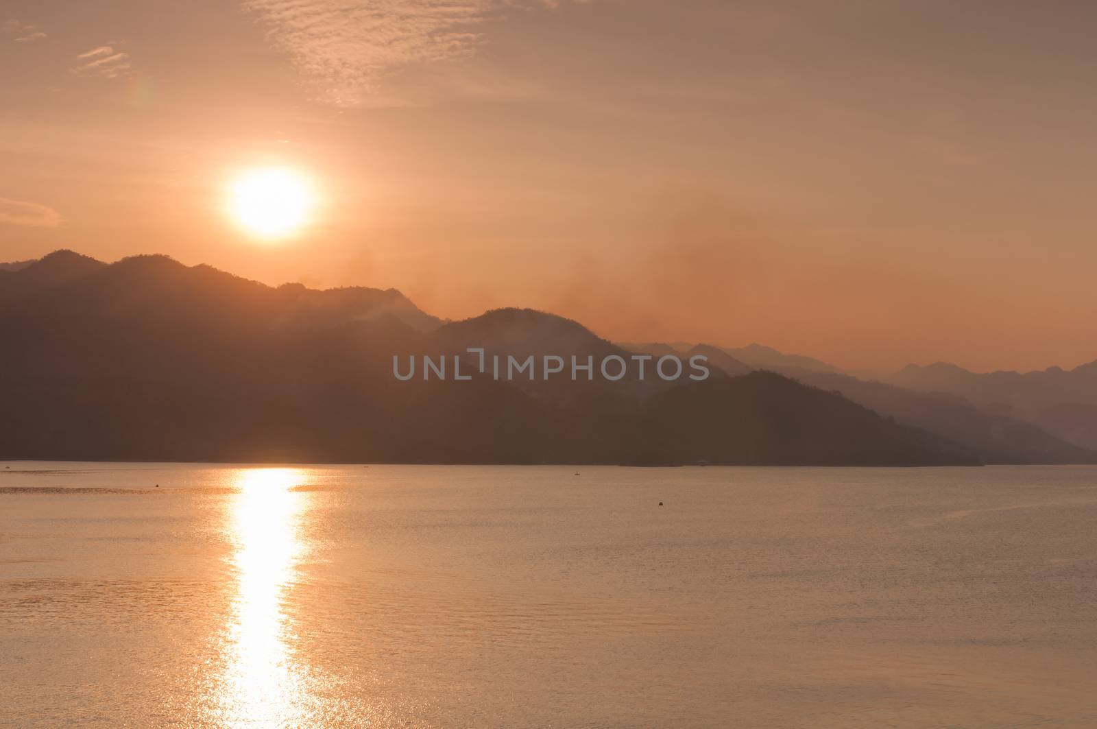 Scenic of Srinakarin dam at kanchanaburi of Thailand