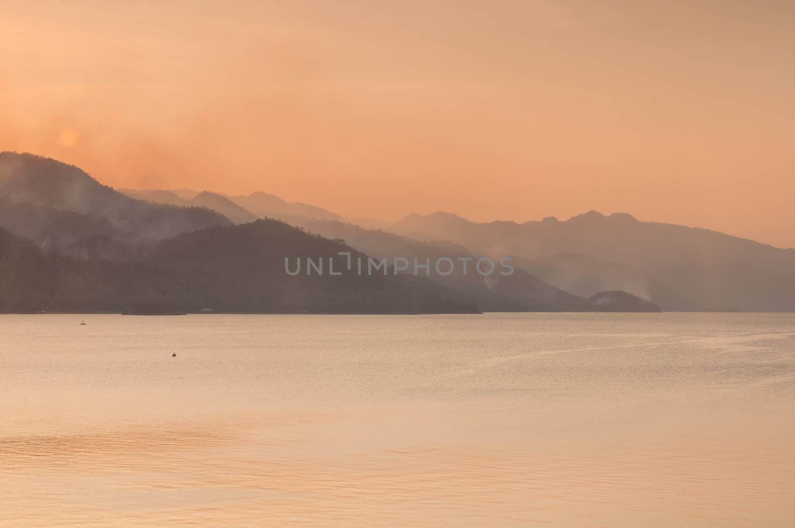 Scenic of Srinakarin dam at kanchanaburi of Thailand