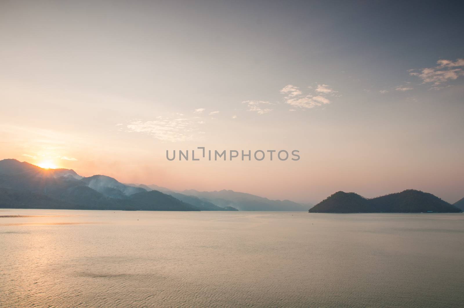 Scenic of Srinakarin dam at kanchanaburi of Thailand