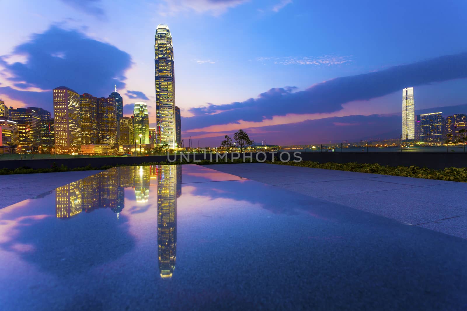 Hong Kong skyscrapers at sunset