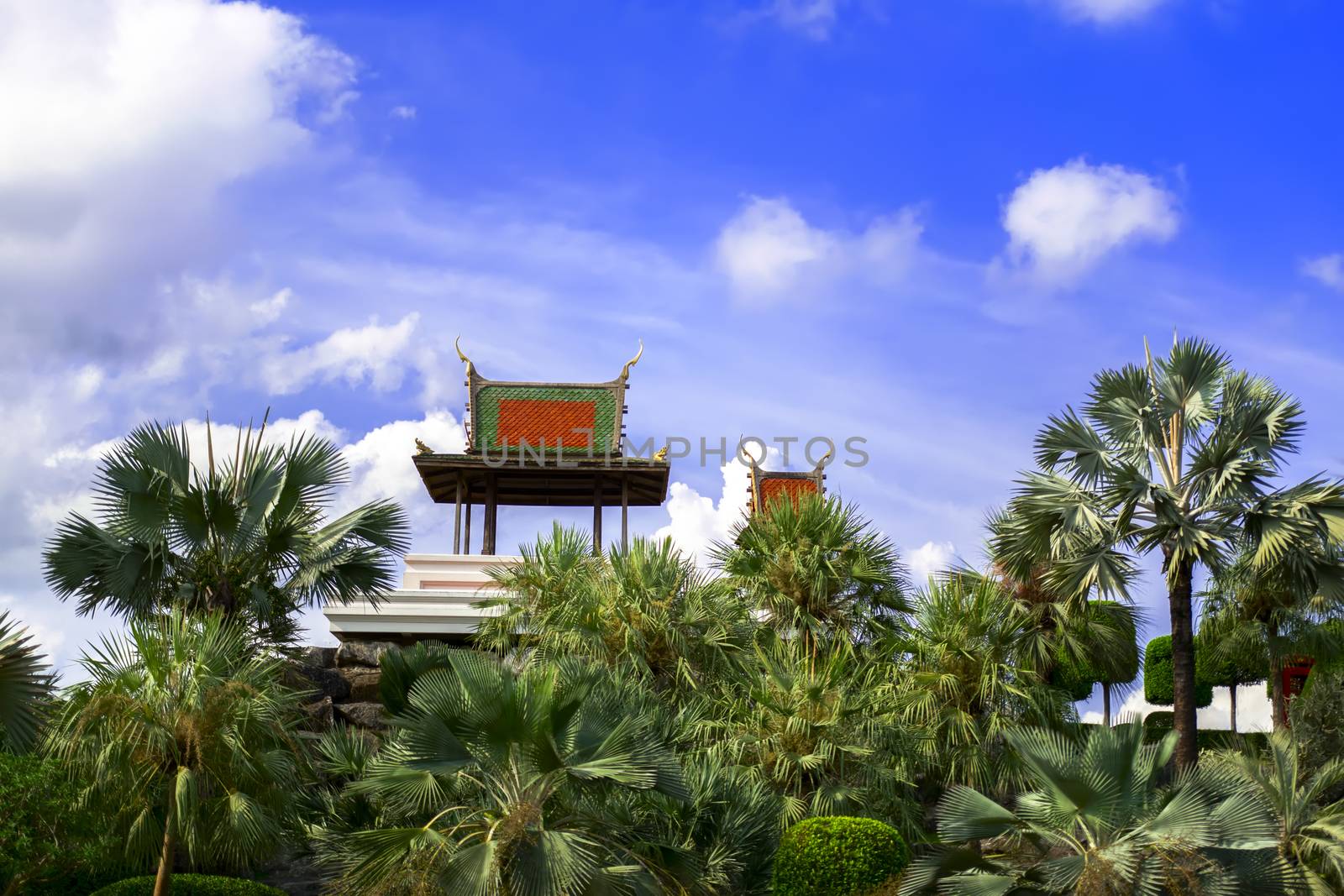 Pavillion in Nong Nooch Garden. Pattaya, Thailand.