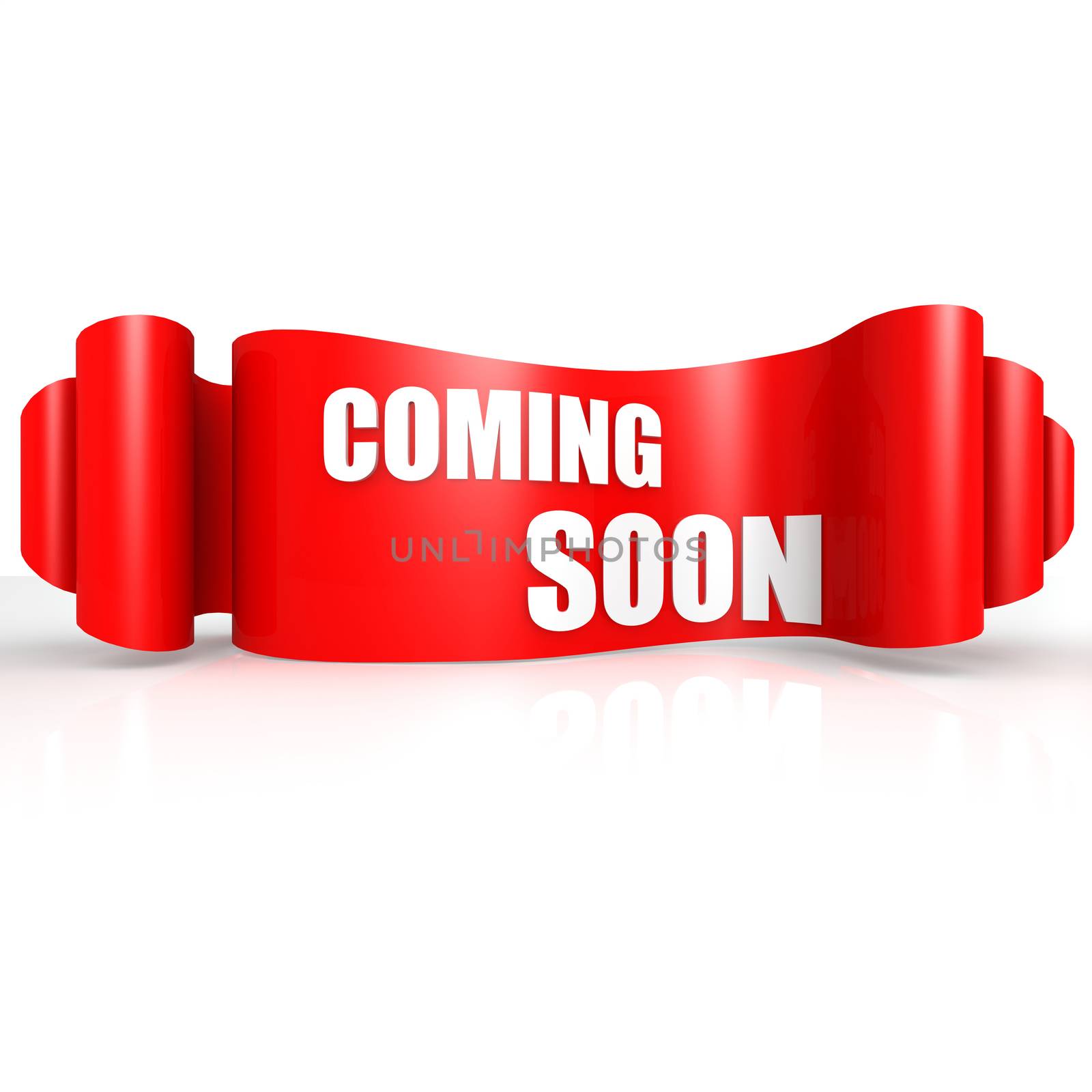 Coming soon red wave ribbon