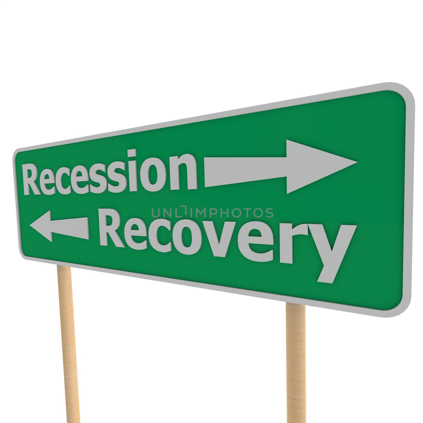 Recession recovery road sign