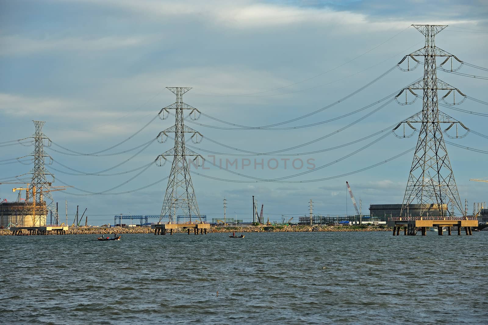 industrial power plant in the sea.