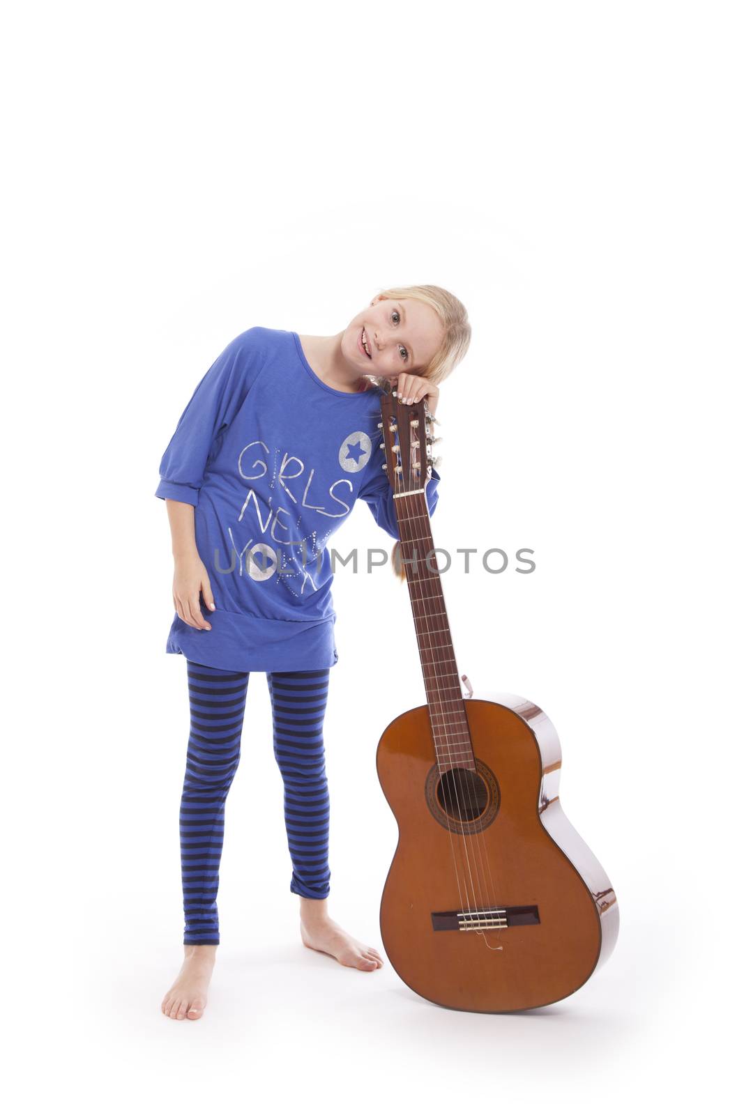 girl standing with guitar by ahavelaar