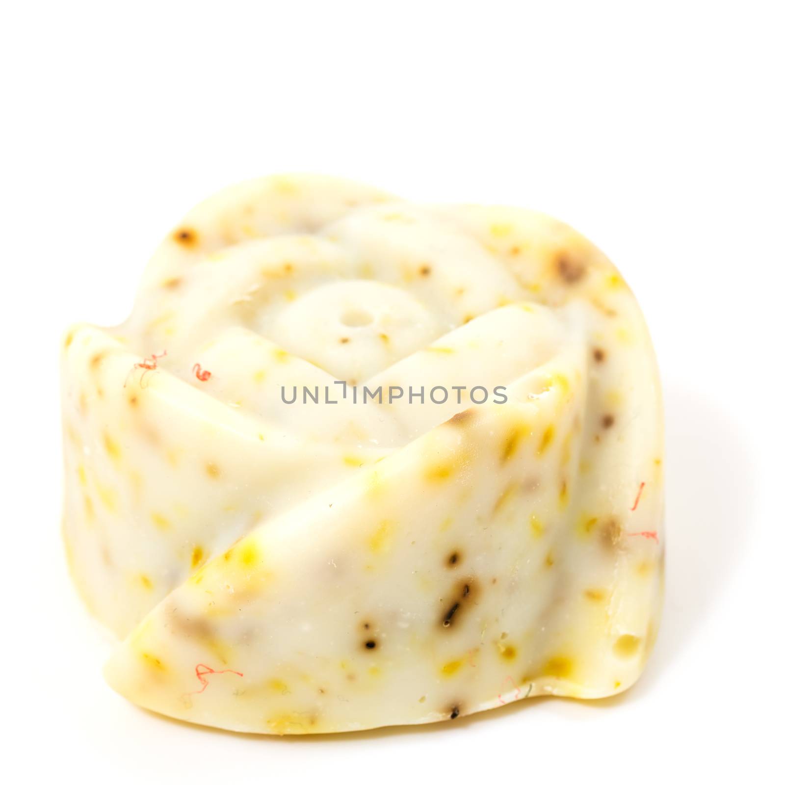 Natural Handmade Marigold Soap over white background