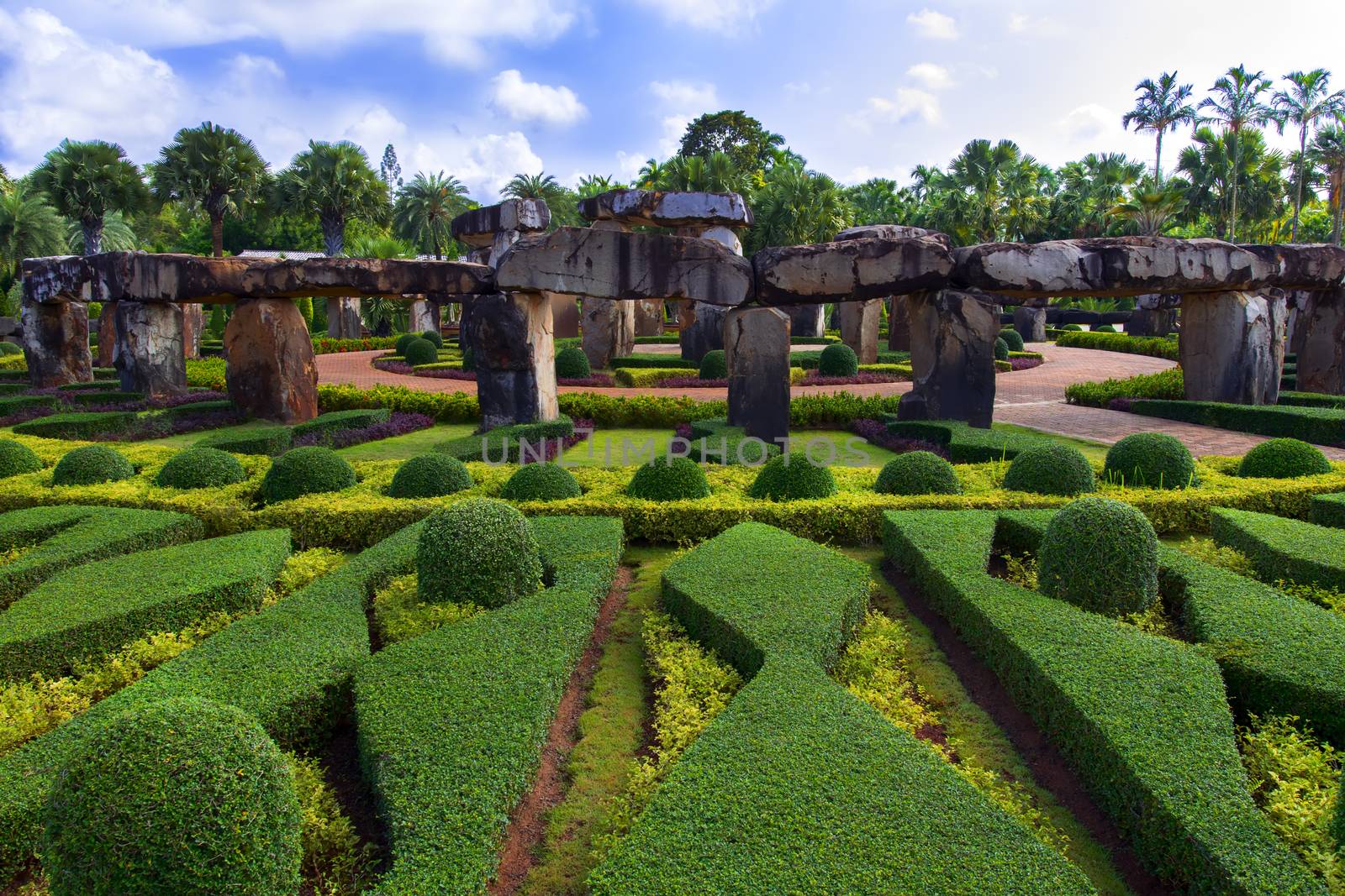 Elements of the French Garden near Stonehenge. Thailand.