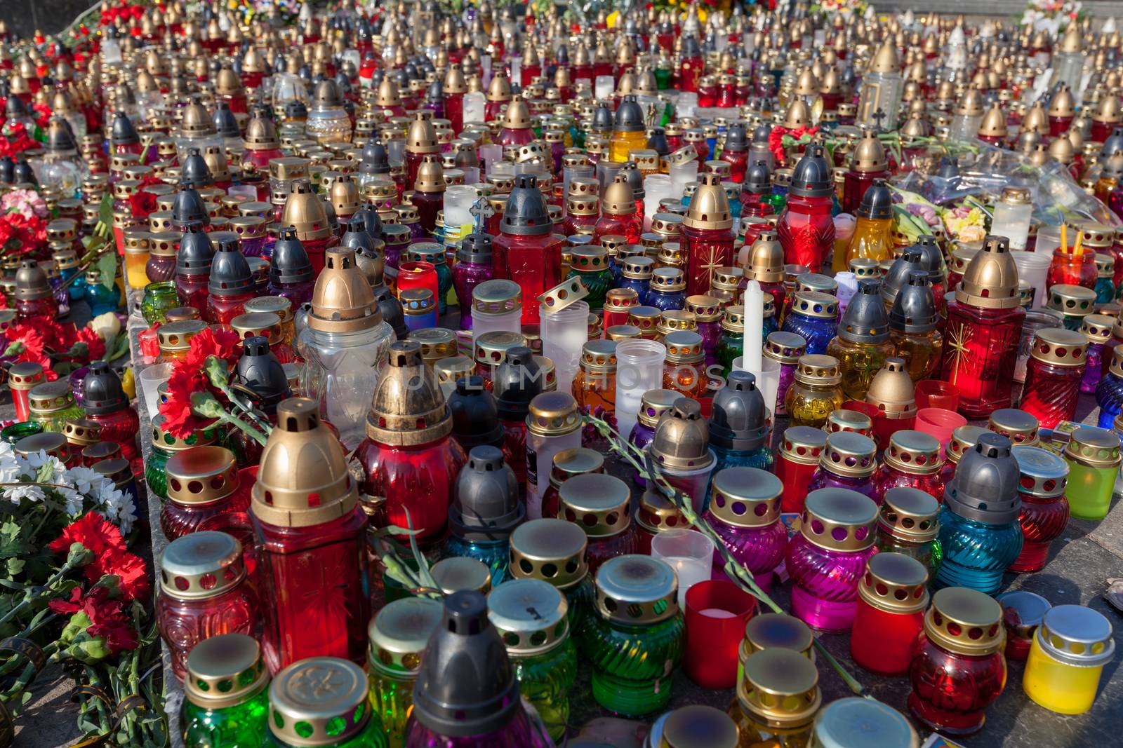 Memorial candles in memory of the fallen